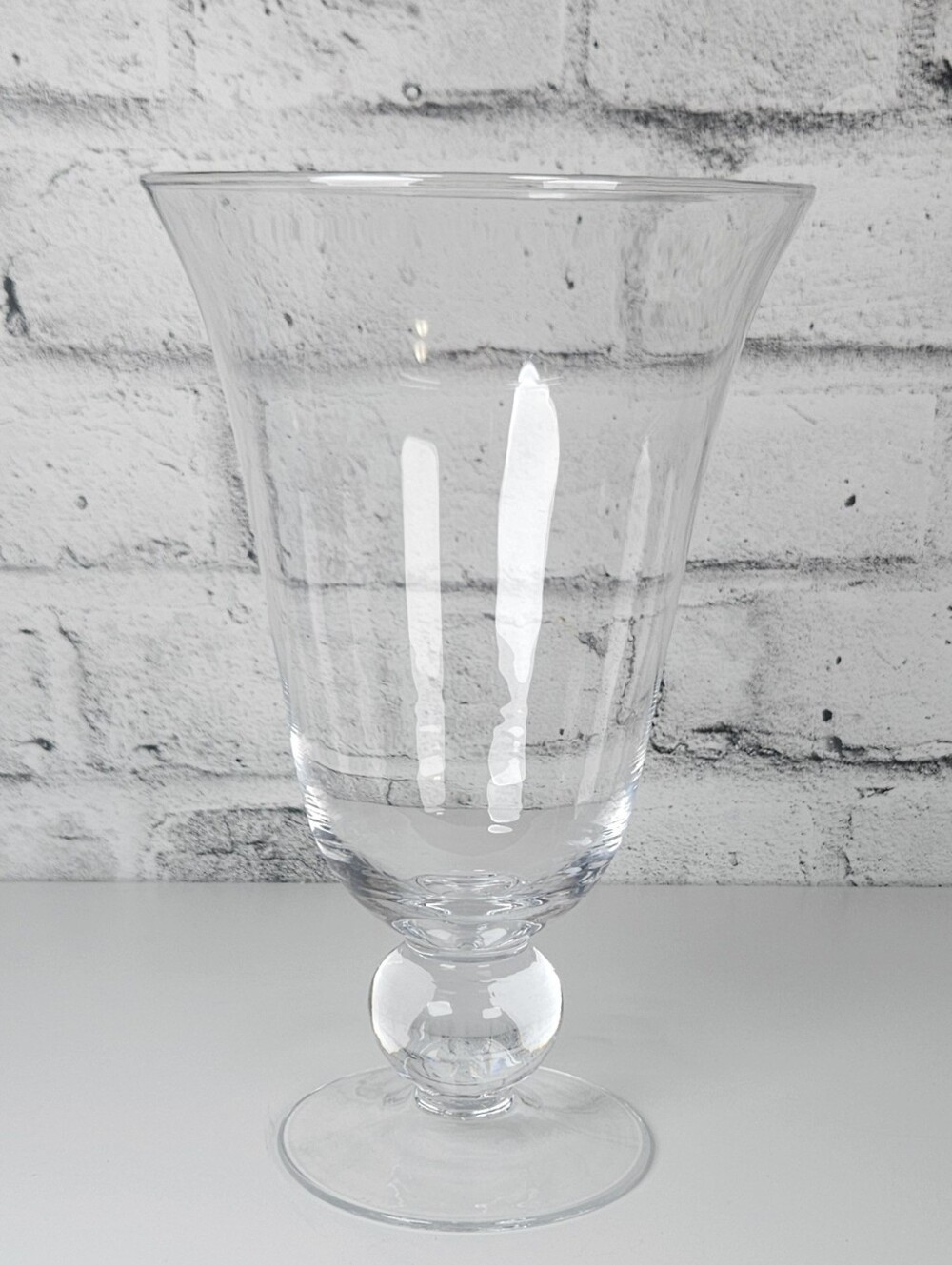 Vintage Marquis by Waterford Crystal Clear Footed Hurricane Vase 10 Inch